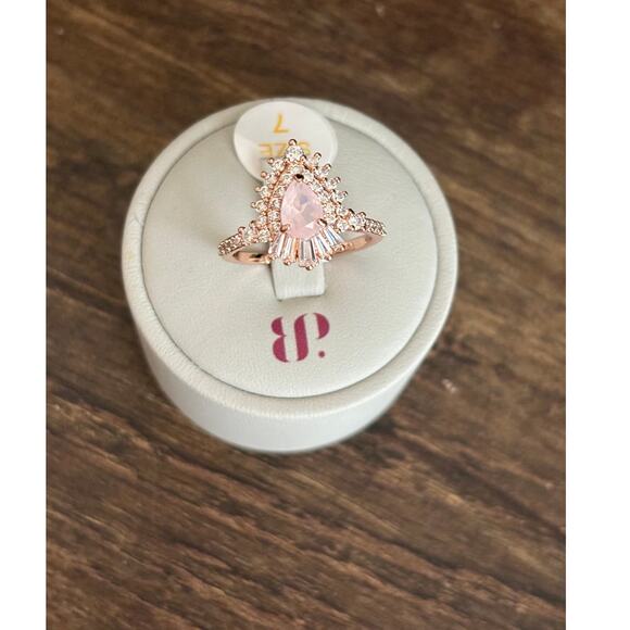 Bomb Party RBP7445 Style is Eternal Lab Created Pink Quartz Rose Gold Size 7 - Picture 1 of 4